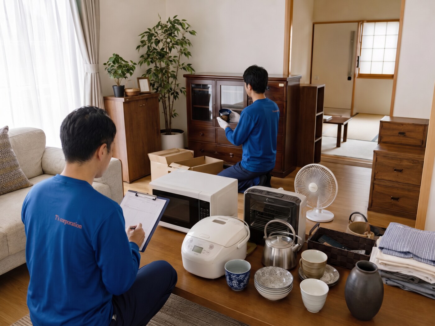 家電や家具を査定するスタッフ
