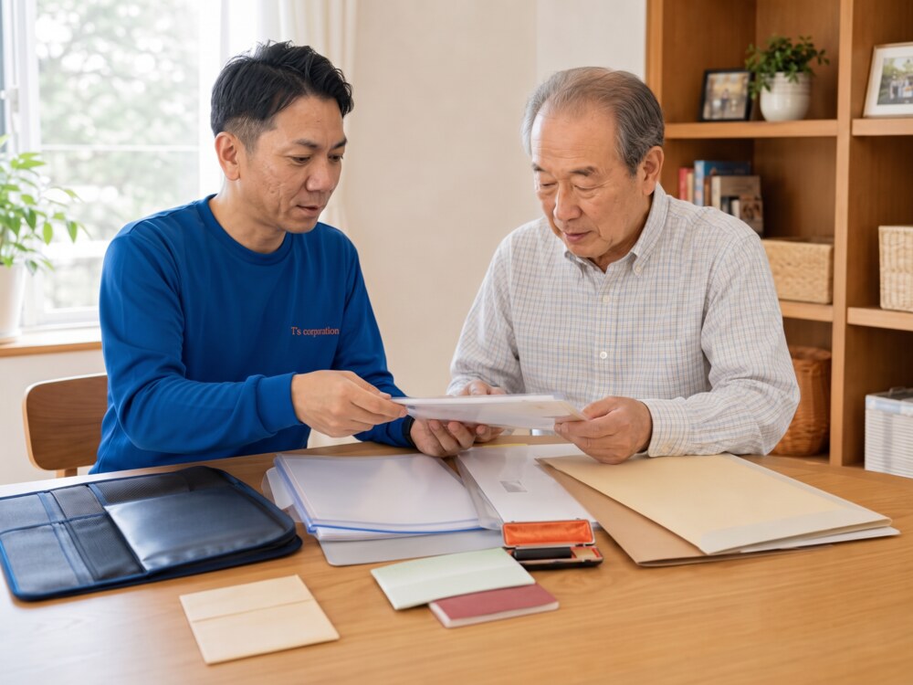 重要書類や貴重品をご本人と確認・お引き渡しするスタッフ