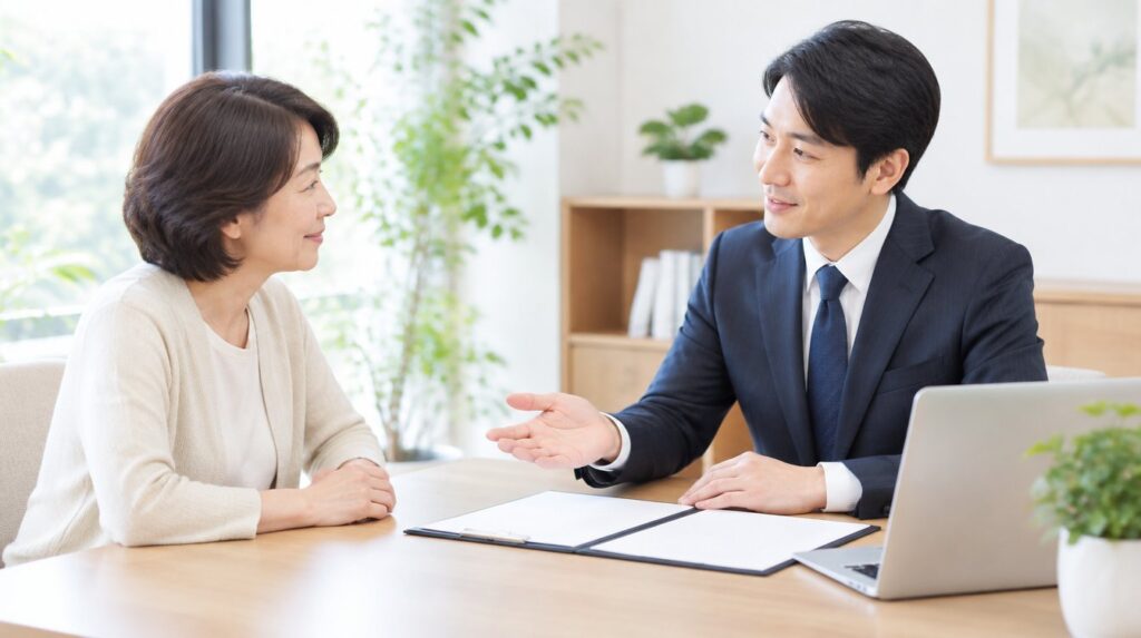 司法書士に相続放棄の相談をする女性