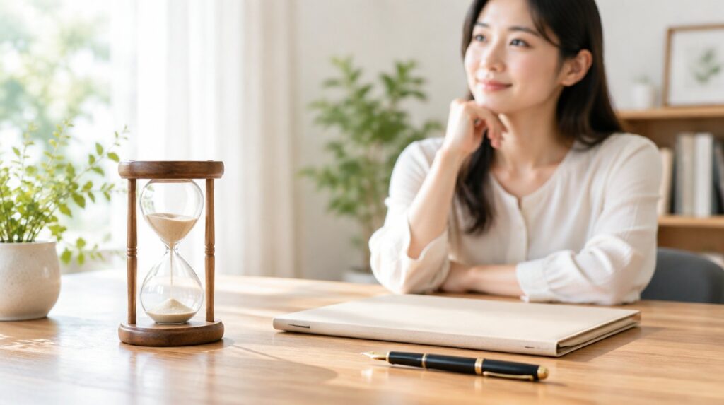 相続放棄の期限3か月を意識させる砂時計と書類